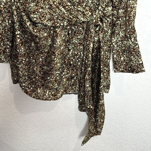 NWT SHONA JOY AVRIEL TIE FRONT SHIRT MINI DRESS IN CHOC Size 8 - Picture 5 of 16